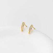 Load image into Gallery viewer, CZ Pave Rectangular Earring Post With Loop, S925 Silver Pin Nickel Free Post, 18K gold Plated, Hypoallergenic Earring Findings S1461