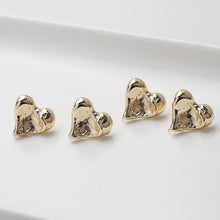 Load image into Gallery viewer, Gold Heart Earring Post, 14K Gold Nickel Free Earrings, S925 Silver Ear Pins, 17.8*17.7mm, Heart Shape Ear Stud with Loop GZ509-D0449