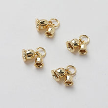 Load image into Gallery viewer, Gold Bell Pendant, 14K Gold/Silver Plated, Double Bell Pendant, Necklace Earring Making Charms, 13.5mm, Jewelry Findings GZ639