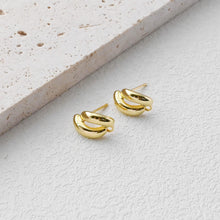 Load image into Gallery viewer, C Shape Ear Post, Nickel Free, S925 Silver Pin, 14*9.6mm, 18K Gold Plated Stud Earring Finding D0441