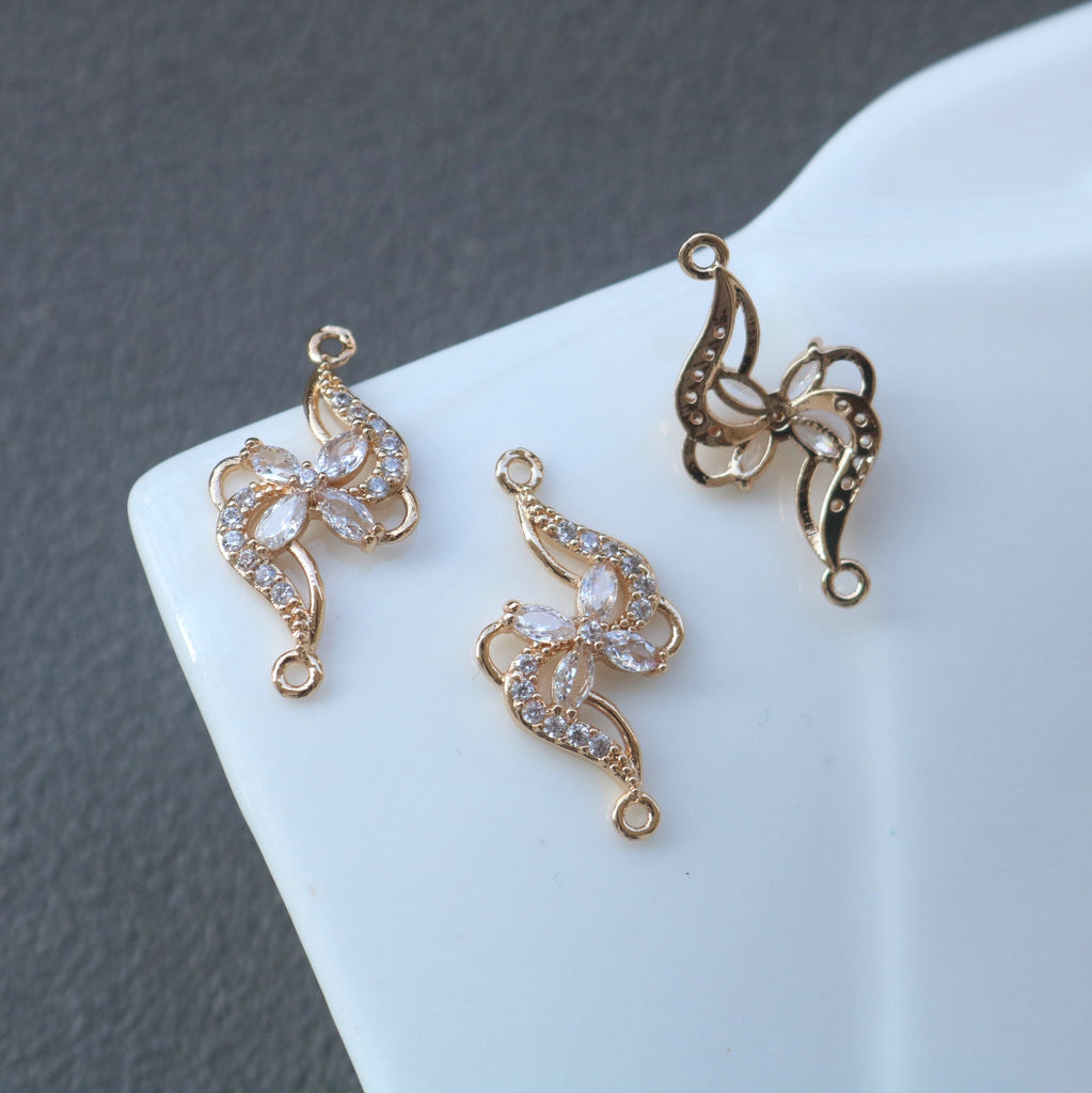 CZ Multishape Connector, Cubic Zircon Crystal Pendant, CZ Earring Charms, Gold Plated Brass Earring Charms, Jewelry Findings HL017-F191