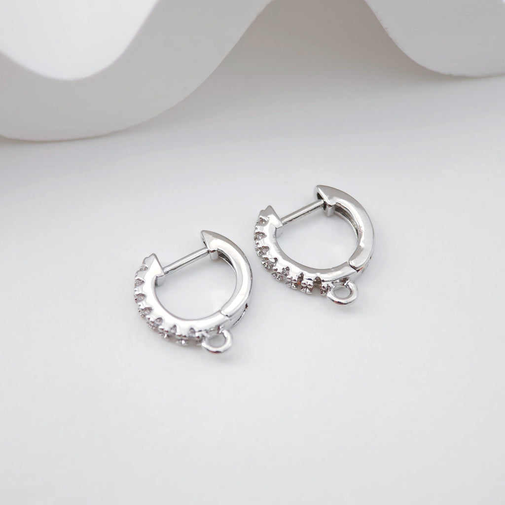 أقراط دائرية مرصعة بالزركونيوم المكعب، أقراط دائرية مطلية بالذهب مع حلقة، نتائج أقراط دائرية من صنعك، لوازم أقراط يدوية الصنع D0106