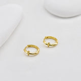 Star Ear Hoops, Round Hoops, 14mm, 18K Gold Plated Leverback Earrings, Huggie Hoops Earring D0510