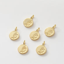 Load image into Gallery viewer, Flower Charm On Round Shape, 18K Gold/Silver Plated, Flower Pendant, Necklace Earring Making Charms, 18mm, Jewelry Findings JH022