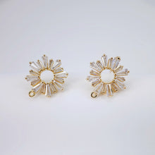 Load image into Gallery viewer, Cubic Zirconia Circle Post Earrings,Gold Plated Earring Post with Loop,Hypoallergenic,DIY Earring Findings,Handmade Earring Supplies D0034