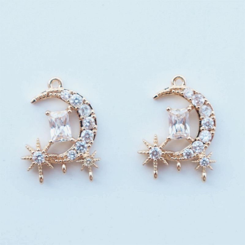 CZ Pave Garlands Charm, Cubic Zircon Crystal Pendant, CZ Earring Charms,  Real Gold Plated Brass Earring Charms, Jewelry Findings JY009-F049