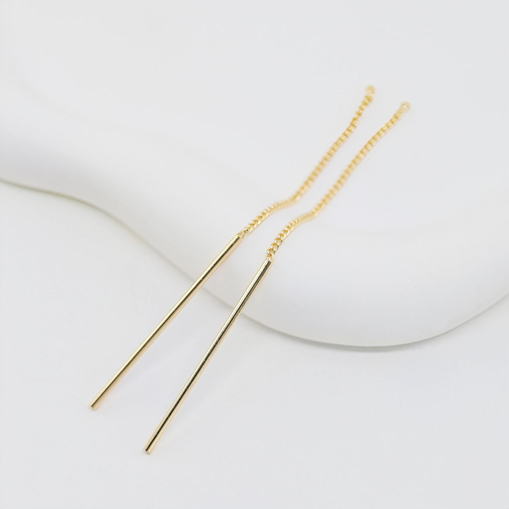 10pcs Gold Chain Tassel Pendant with Long Bar, 18K Gold Plated Earring Chain Pendant, Earring Findings ZX355