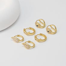 Load image into Gallery viewer, CZ Pave Leaf/Moon/Evil Eye Earring Hoop, Gold Plated Huggie Hoop Earring, DIY Earring  Findings, Handmade Earring Supplies D0537-D0560-D0542