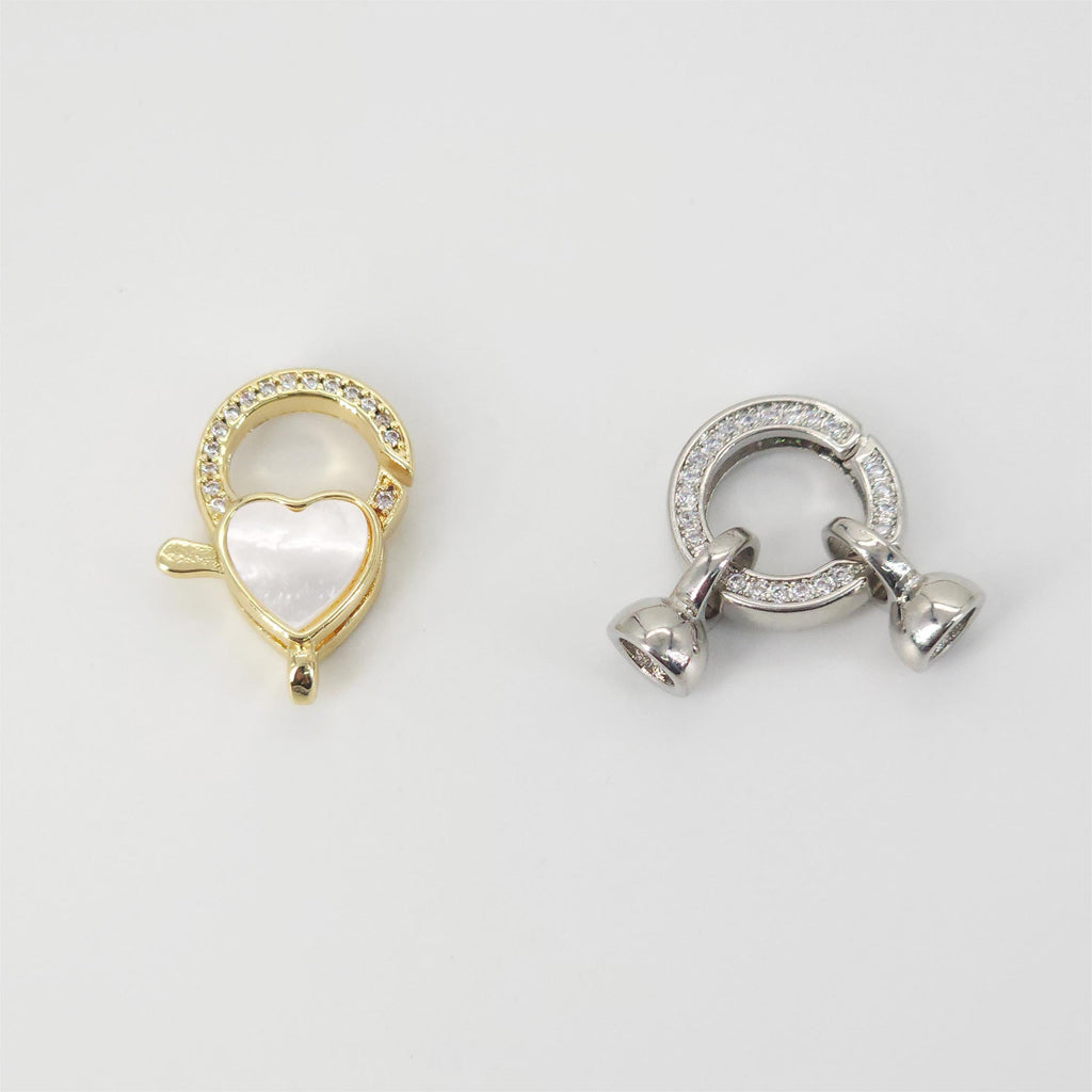 18K Gold Plated Lobster Clasp Claw, Circle Clasp, Heart Clasp, Necklace Bracelet Making Clasp with Closed Loop, Jewelry Findings S20826