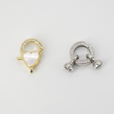 18K Gold Plated Lobster Clasp Claw, Circle Clasp, Heart Clasp, Necklace Bracelet Making Clasp with Closed Loop, Jewelry Findings S20826