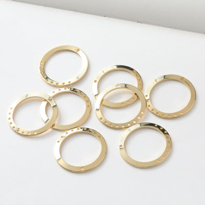 10pcs Circle Shaped Multi-hole Pendant, 14K Gold/ Silver Plated, 28mm, Earring Making Charm, Jewelry Findings JG009