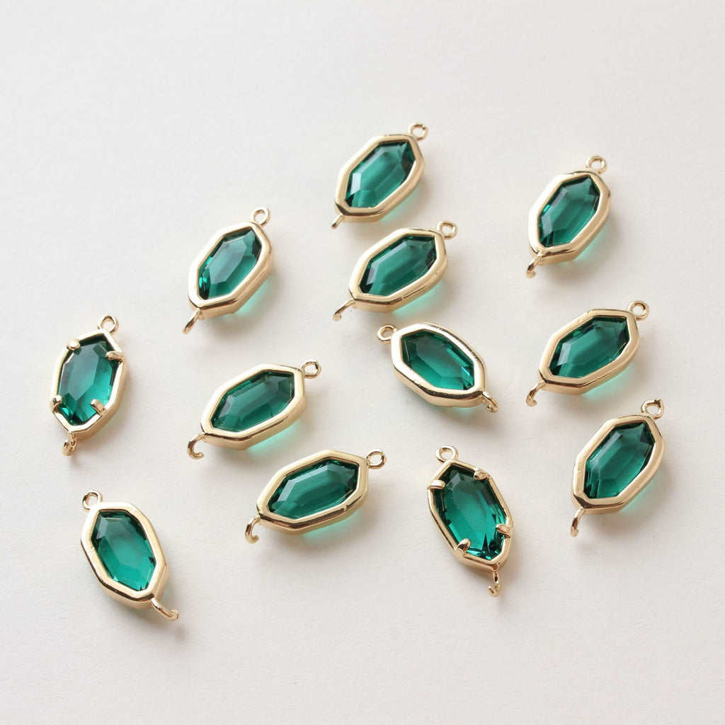 Danity Oval Connector with 2 loops, 14K Gold Plated, Crystal Connectors, 12x15mm Jewelry Findings ZZ025