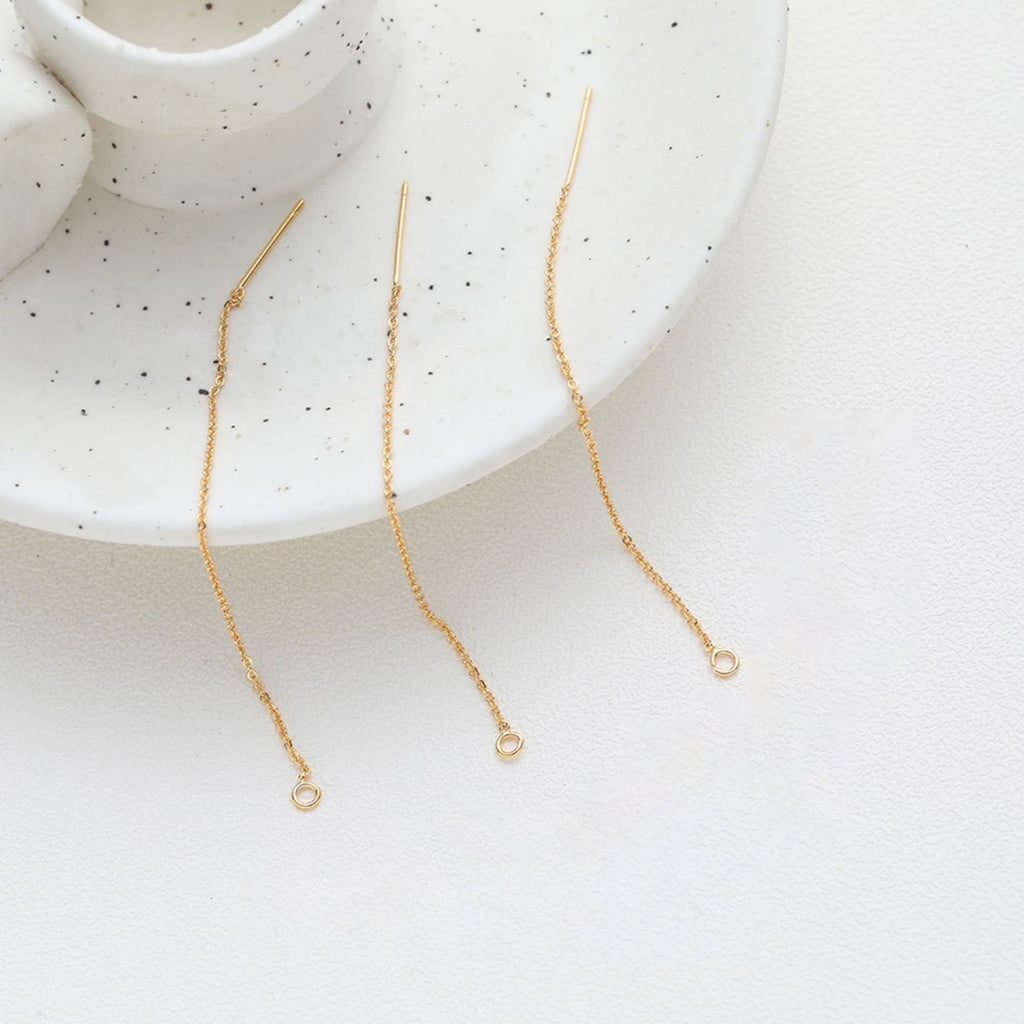 10 piezas - Aretes de enhebrar chapados en oro de 14 quilates, 87 mm, cadena ovalada con aro, BB112-ZX7053