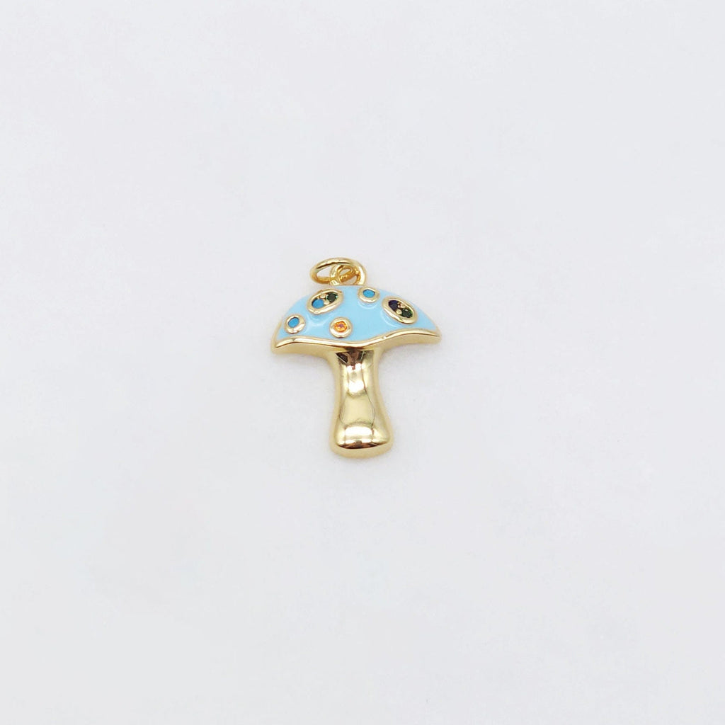 Enamel Mushroom Charm, Poisonous Mushroom, 18K Gold Plated Pendant, Necklace Making Charm, Jewelry Findings S20491