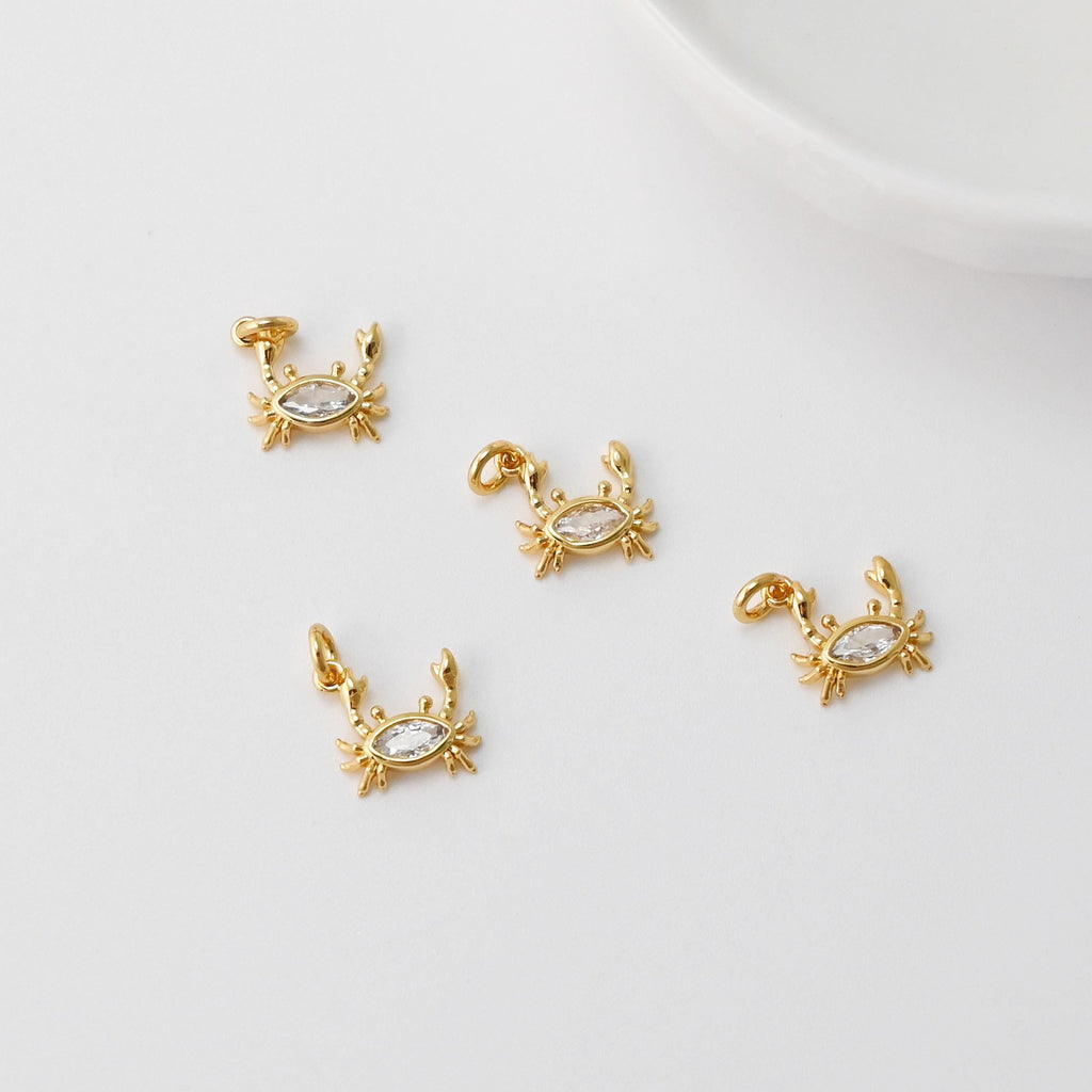 Octopus Charms, Crab Charms, 18K Gold Plated Cubic Micro CZ Pave Charms, Octopus Pendant for Necklace Jewelry Findings