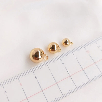 10PCS Gold Ball Charms, 8mm,10mm, 18K Gold Plated Ball Charms, Round Ball Pendant,  Necklace Charms, Jewelry Findings TH007-S1232