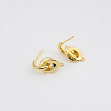 Load image into Gallery viewer, Gold Knot Ear Post, Nickel Free, 18.4*8.3mm, S925 Silver Pin, 18K Gold Plated Stud Earring Finding D0451