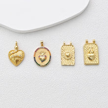 Load image into Gallery viewer, Heart Charm, 18K Gold Plated CZ Pave Eye Pendant, Necklace Making Charm, Jewelry Findings S1366
