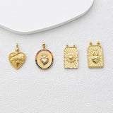 Heart Charm, 18K Gold Plated CZ Pave Eye Pendant, Necklace Making Charm, Jewelry Findings S1366