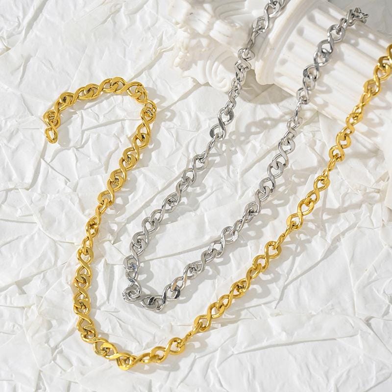 18K Gold Link Chain, Handmade DIY Accessories, 316L Stainless Steel, Sold in 0.5 Meter, ZD009