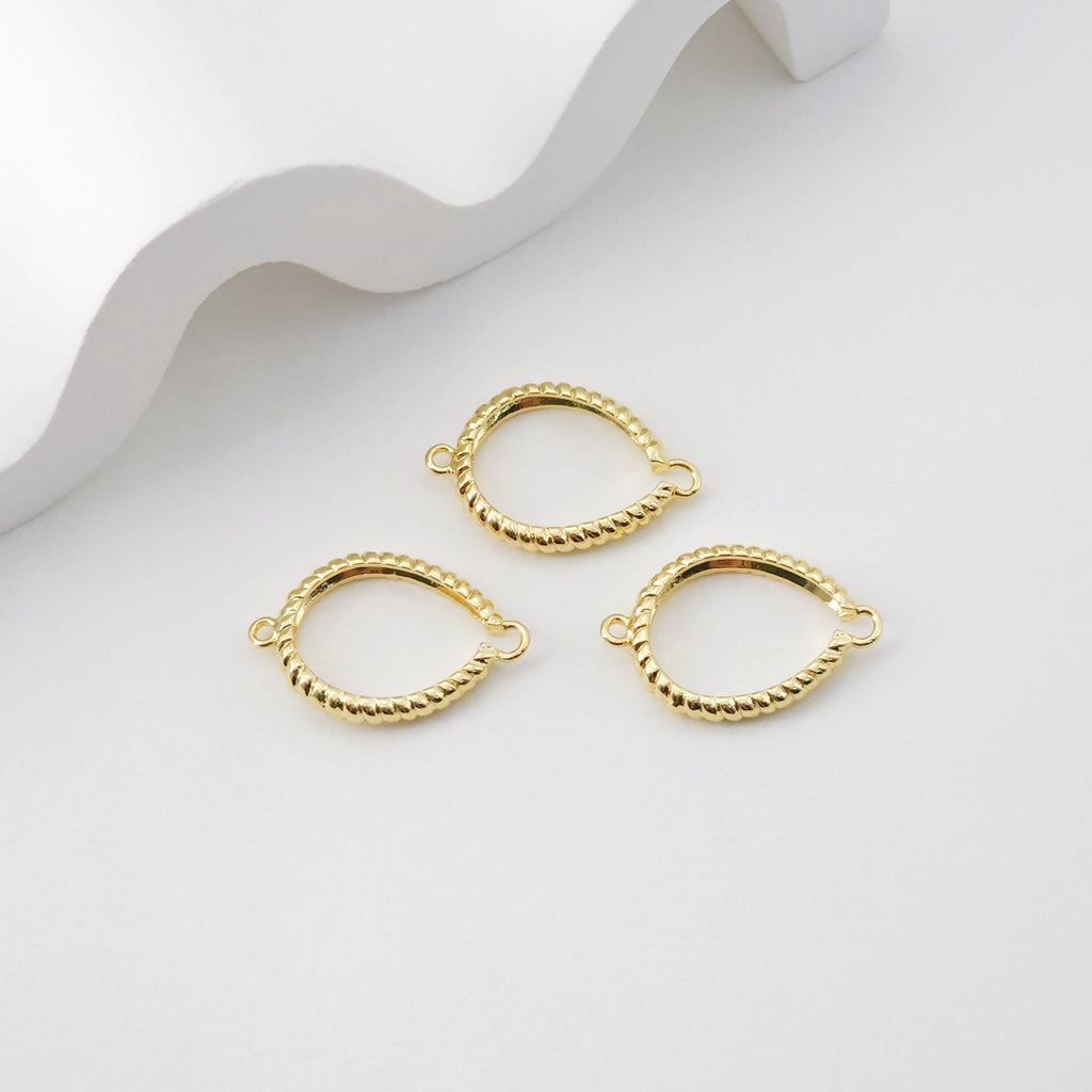 Gold Twisted Oval Connector, 18 Shiny Gold Plated Connectors 22.4*14.8mm for Jewelry Making Supply D0215
