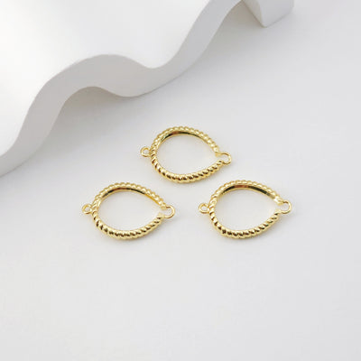 Gold Twisted Oval Connector, 18 Shiny Gold Plated Connectors 22.4*14.8mm for Jewelry Making Supply D0215
