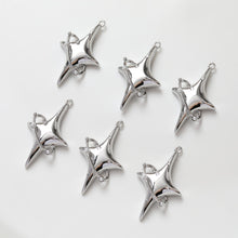 Load image into Gallery viewer, North Star Charms,  Crystal Cubic Pave Star Pendant, 14K Gold Plated, Gold/Silver, Necklace Making Star Charms, Jewelry Findings GZ312