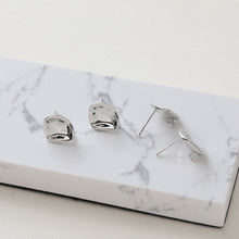 Load image into Gallery viewer, Hammered Irregular Earring Post, S925 Silver Pin, CZ Pave, Nickel Free Earrings, Irregular Shape Ear Stud with Loop JJ026-CX012