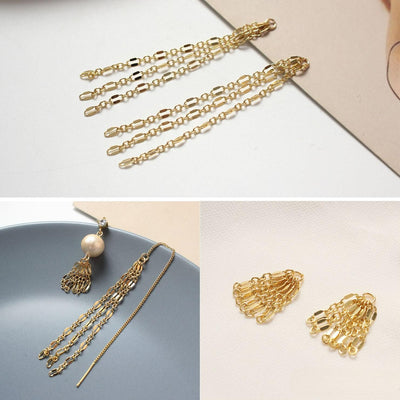 Gold Lip Chain Tassel Pendant, Chain Charm, 14K Gold Plated Earring Chain Pendant, Earring Findings GZ658