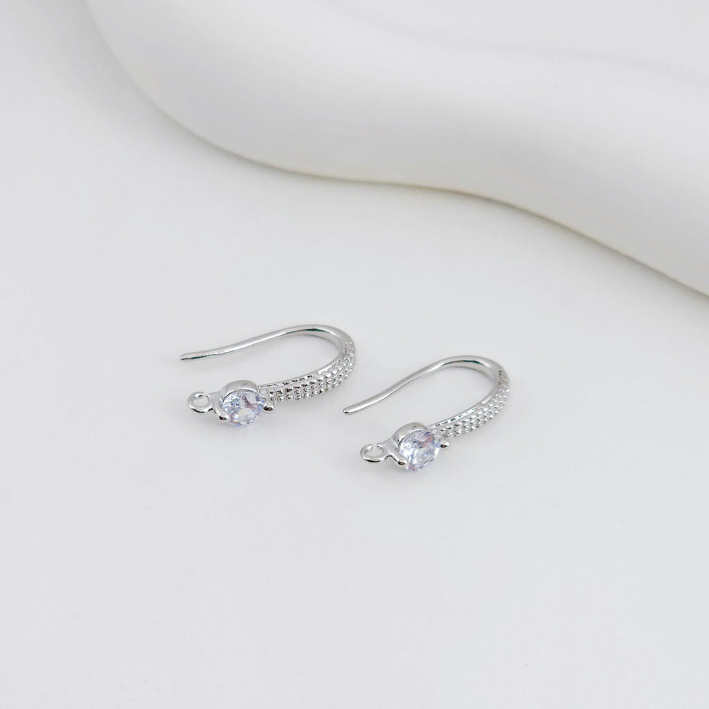 Alambres para pendientes chapados en oro de 18 quilates, ganchos redondos con pavé cúbico, sin níquel, ganchos para pez, alambres para bisutería D0140