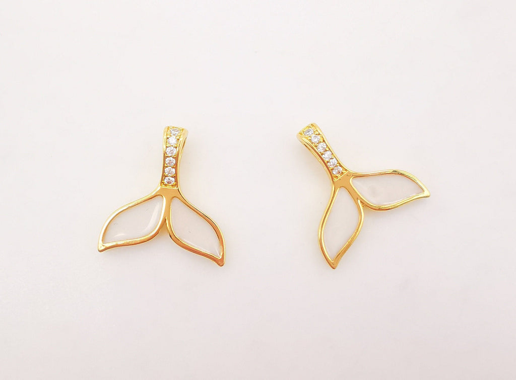 2 dijes de cola de pez esmaltados de 15 x 14 mm, chapados en oro de 18 quilates, para collares y accesorios de joyería S618