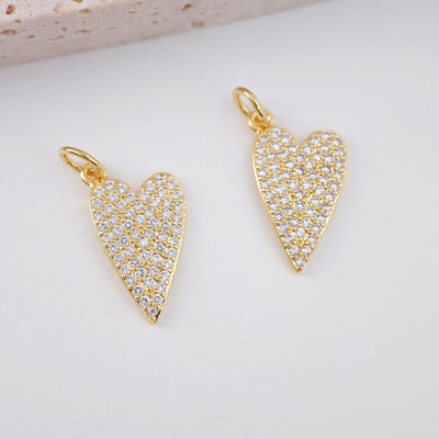 Cubic Heart Charms, 18K Gold Plated CZ Pave Love Charms, Bracelet Necklace Making Pendants, Jewelry Findings S20559