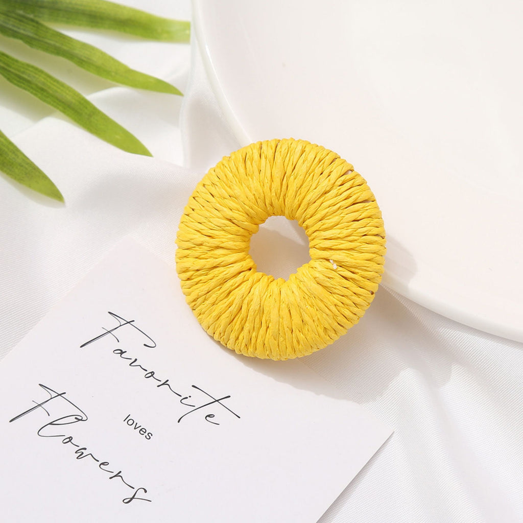 Pendientes de paja tejida, pendientes bohemios, pendientes de estilo vacacional para niñas, pendientes hechos a mano BS005