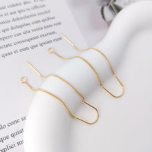 Load image into Gallery viewer, 10 Pairs- 14K Gold Plated Ear Threader, 60mm Threader Earrings, 0.6x0.8mm Flat Chain Wire, Chain Earrings, Z088