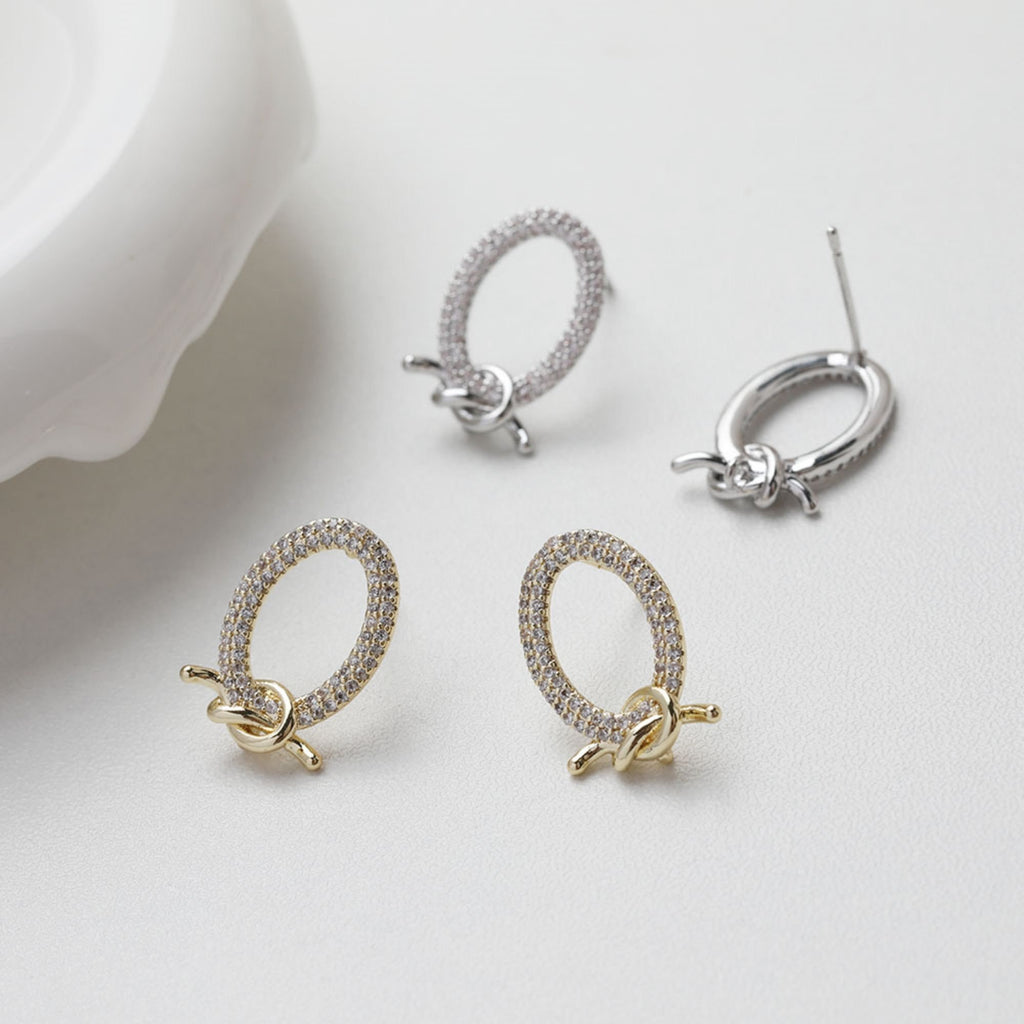 قرط ذهبي بعقدة مع حلقة، دبوس أذن من الفضة الاسترلينية عيار 925، أقراط خالية من النيكل، حلقة أذن من الفضة الاسترلينية عيار 14 قيراط، نتائج قرط ربط العقدة GT035