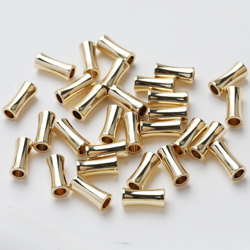 10 cuentas tubulares, cuentas espaciadoras, cuentas espaciadoras chapadas en oro/plata de 14 quilates, para hacer pulseras y collares, accesorio de joyería JG006