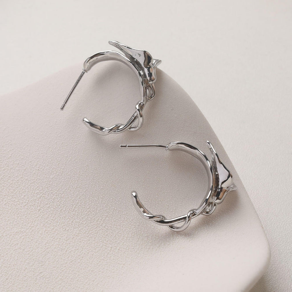 C-Shaped Trumpet Earrings With Loop, 14K Gold/Silver Plated, S925 Silver Ear Pin Nickel Free Earrings, Twist Wrap, Earring Findings GZ734