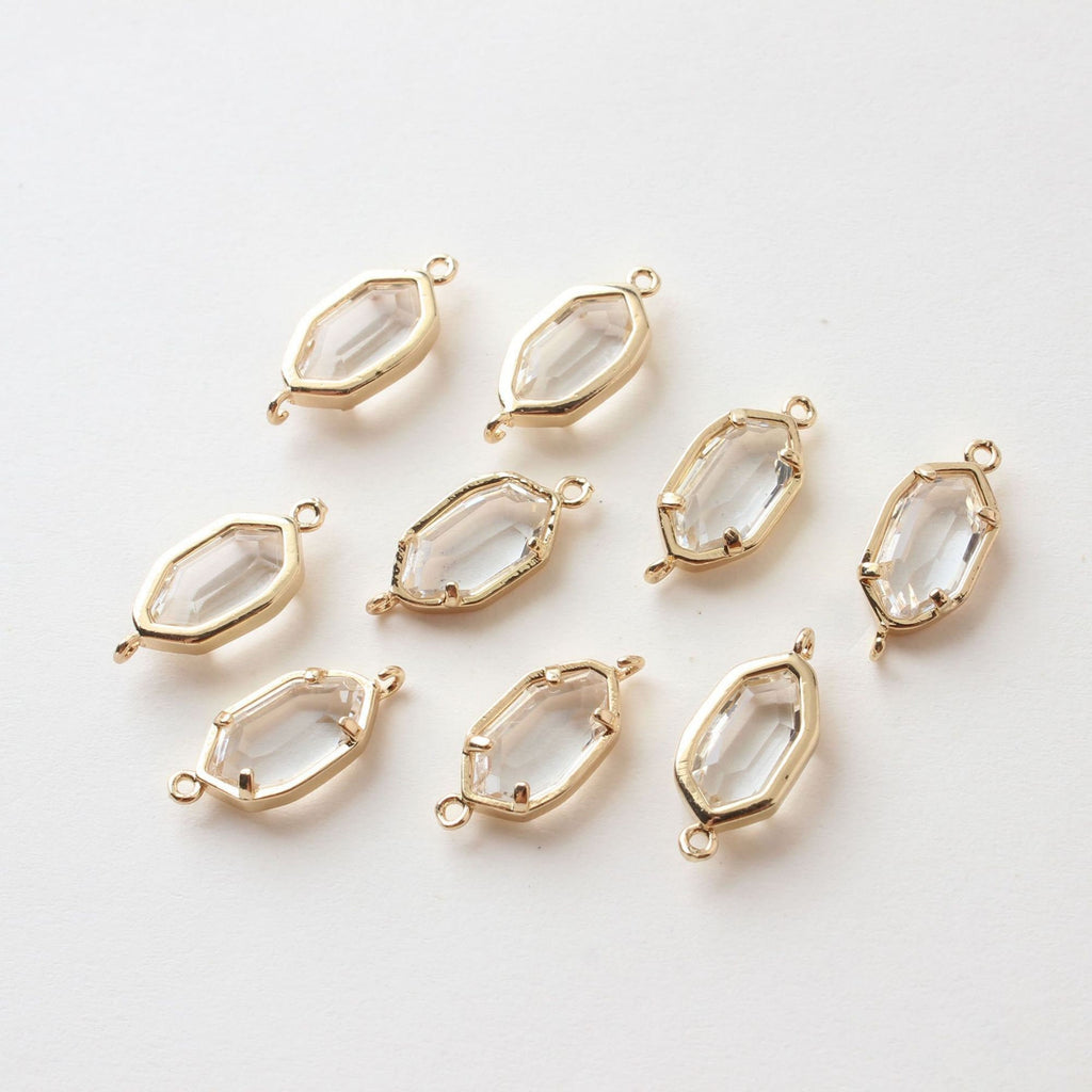 Danity Oval Connector with 2 loops, 14K Gold Plated, Crystal Connectors, 12x15mm Jewelry Findings ZZ025