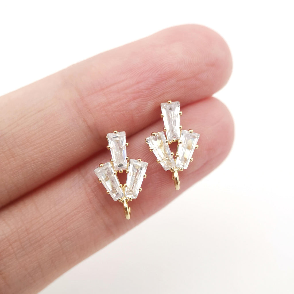 أقراط على شكل ورقة من الزركونيا المكعبة، دبوس من الفضة الاسترلينية عيار 925، مطلية بالذهب عيار 18 قيراطًا مع حلقة، مضادة للحساسية، لوازم صنع الأقراط بنفسك D0281