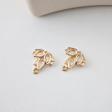 Load image into Gallery viewer, CZ Pave Leaf Charm, Cubic Pendant, Real Gold Plated Brass Earring Charms, Jewelry Findings D0237