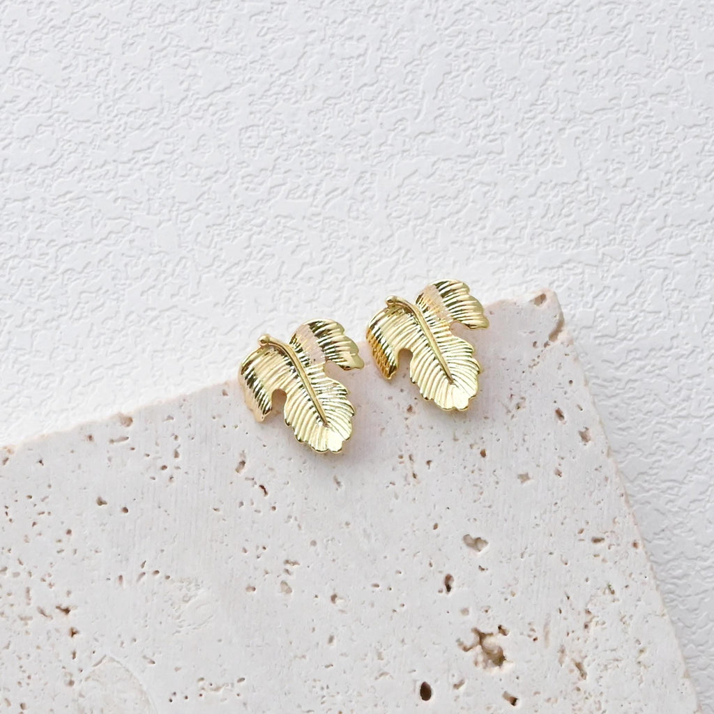 Gold Leaf Earring Post With Loop, S925 Silver Pin, Nickel Free Earrings, Ear Stud Loop, Hypoallergenic Earring Findings D0412