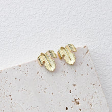 Load image into Gallery viewer, Gold Leaf Earring Post With Loop, S925 Silver Pin, Nickel Free Earrings, Ear Stud Loop, Hypoallergenic Earring Findings D0412