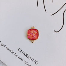 Cargar imagen en el visor de la galería, 10 conectores cuadrados de ópalo sintético, resina con lámina de oro, para pulsera, collar y colgante, chapado en oro auténtico de 14 quilates, accesorios de joyería MY048-F071