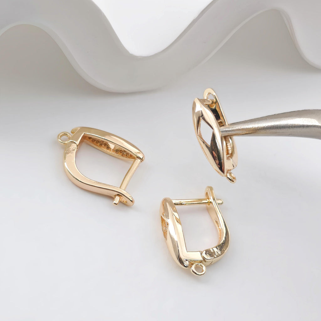Gold Plated U Shape Hoop Earring, Huggie Hoops Earring Parts, U shape Hoop earring  for Jewelry Making ZX324