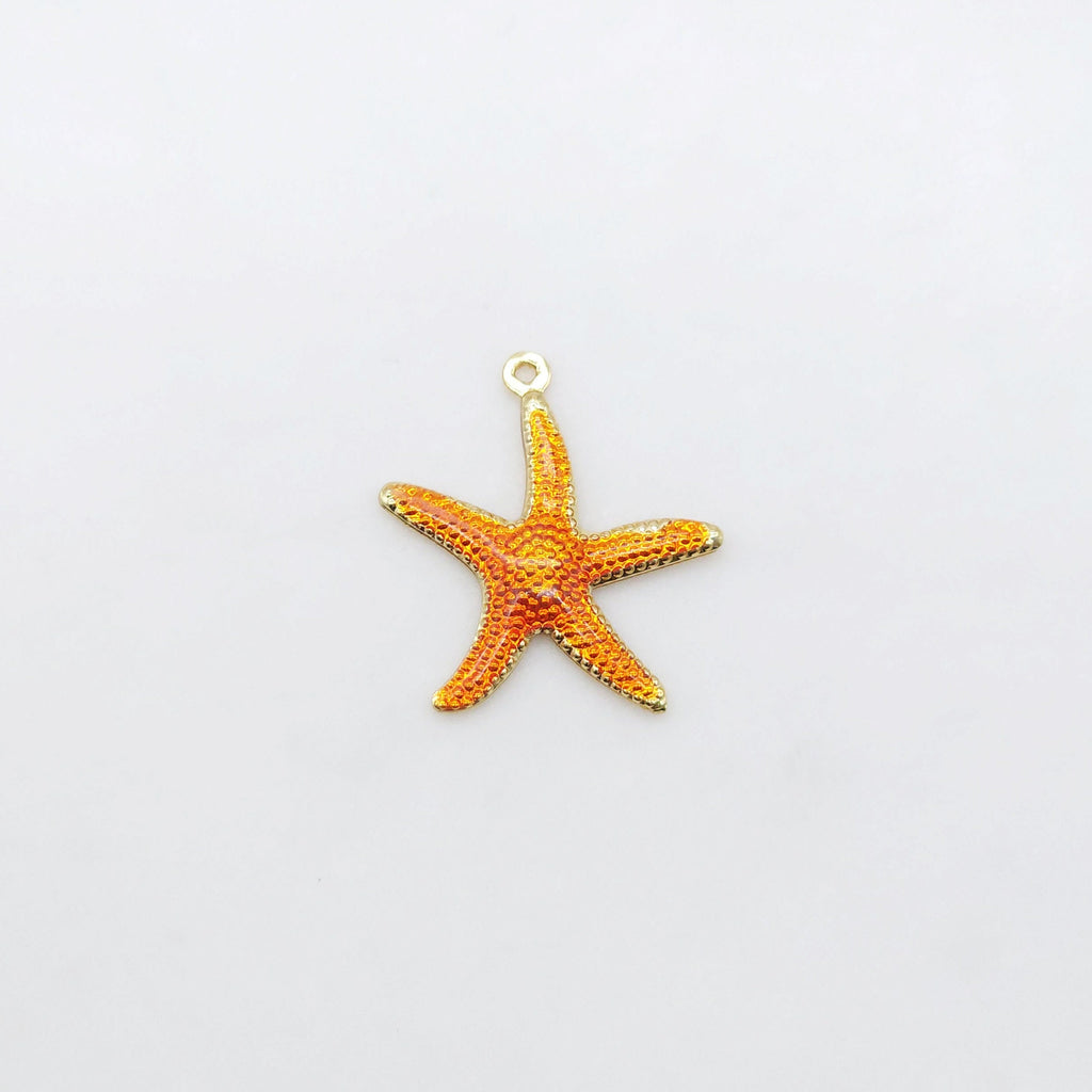 3D Enamel Starfish Charms, 18K Gold Plated, Dainty Starfish Shape Pendant, Bracelet Making Pendant S20520