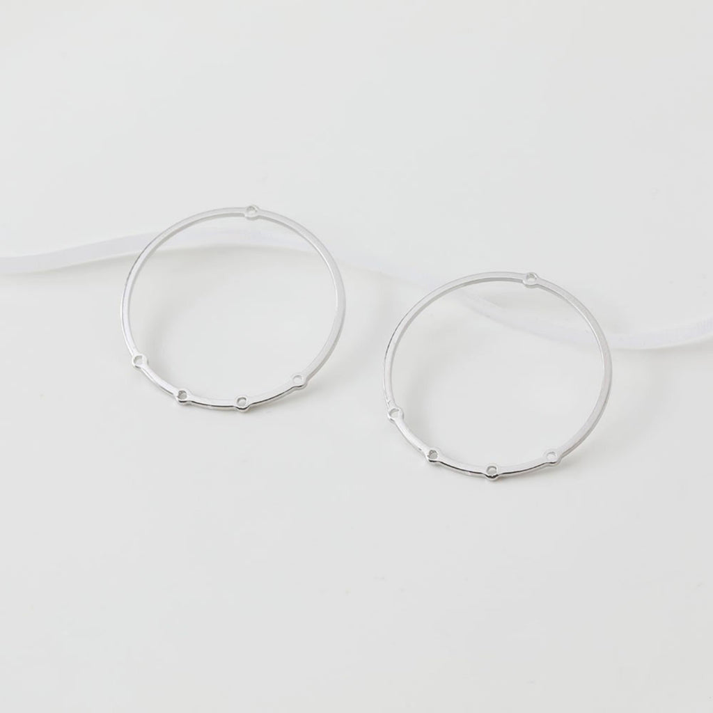 10 colgantes circulares con múltiples agujeros, chapados en oro de 14 quilates y plata, de 31,7 mm, para hacer aretes, accesorios de joyería JG045