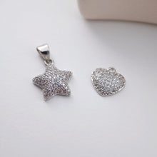 Load image into Gallery viewer, Heart Pendant, Star Pendant, Cubic Pave Charm, 18K Gold Plated, Love Pendant, Necklace Making Pendants, Jewelry Findings S1174