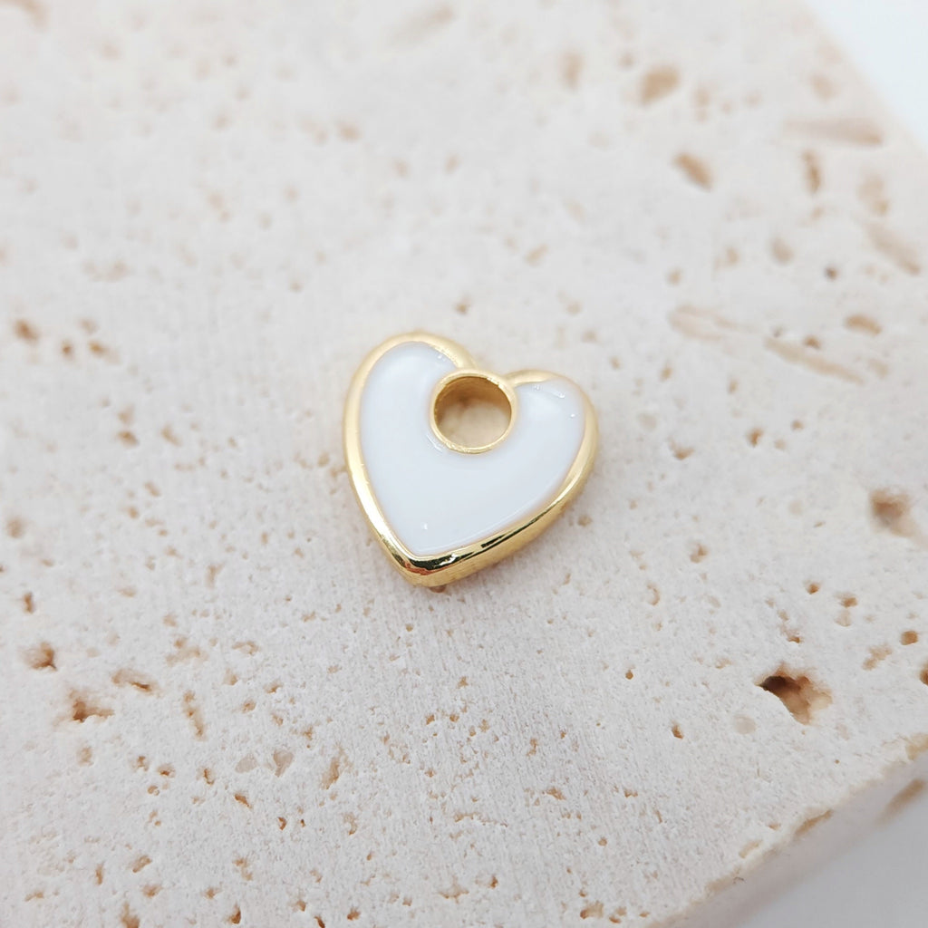 Enamel Heart Charm, 18K Gold Plated Heart Pendant, 10mm, Necklace Bracelet Making Pendant S20462