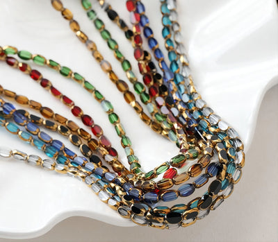 Vintage Oval Cut Faceted Glass Beads, 6x5mm, Crystal Glass Loose Beads for Jewelry Making, DIY Beads Finding GZ215