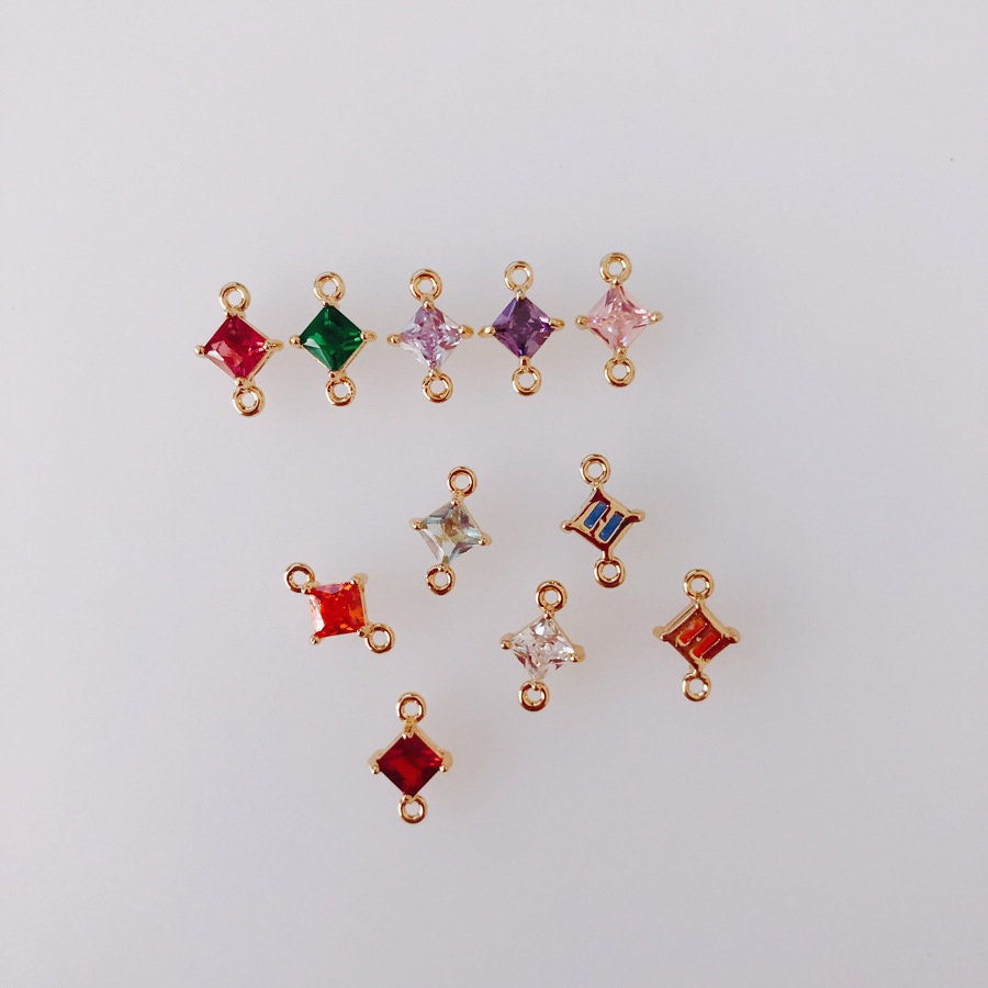 10 conectores de cristal rómbico, colgantes de cristal, chapados en oro de 18 quilates, accesorios de joyería MY078-F233